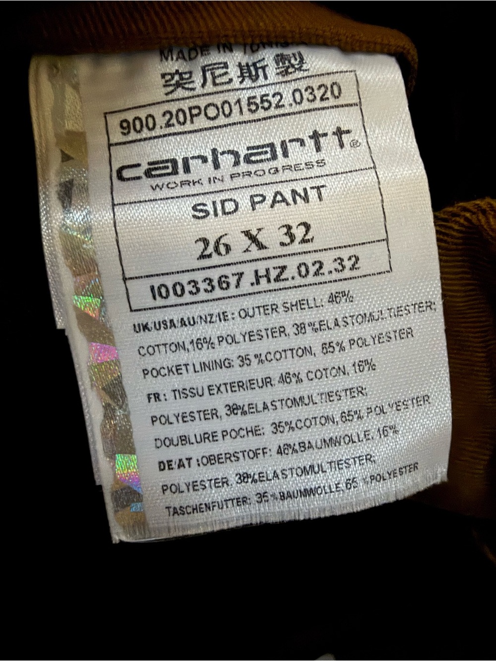 NWT Carhartt Wip : Sid Pants Hamilton Brown Size 26x32 - Picture 10 of 10